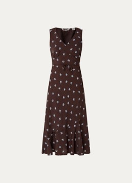 Levi's Dames Brita midi jurk met bloemenprint in de kleur Donkerbruin