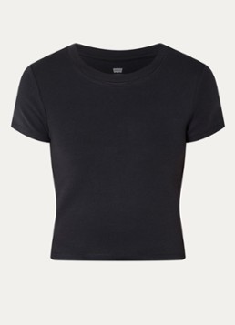 Levi's Dames Essential cropped T-shirt met ronde hals in de kleur Zwart