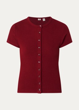 Levi's Dames Rory top met ribstructuur in de kleur Steenrood