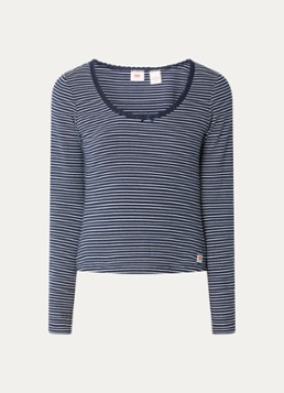 Levi's Dames Top met details van kant en streepprint in de kleur Donkerblauw