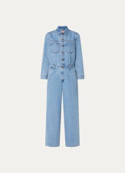 Levi's Dames Heritage straight fit jumpsuit van denim met steekzakken in de kleur Indigo