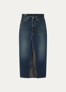 Levi's Dames Decon midi spijkerrok met steekzakken en split in de kleur Indigo