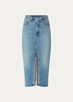 Levi's Dames Decon midi spijkerrok met steekzakken en split in de kleur Indigo