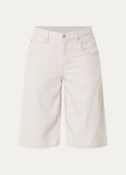 Levi's Dames High waist wide fit korte broek in linnenblend met steekzakken in de kleur Lichtgrijs