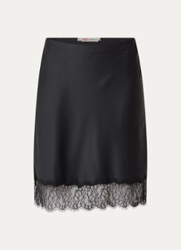 Levi's Dames Lynn midi rok van satijn met details van kant in de kleur Zwart