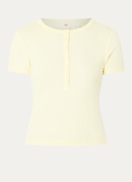 Levi's Dames Fijngebreide crop top met opengewerkt dessin in de kleur Lichtgeel