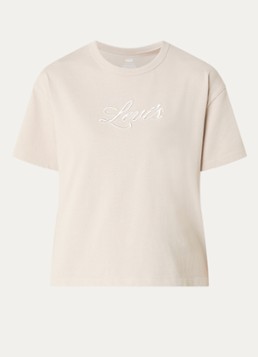 Levi's Dames T-shirt met logoborduring in de kleur Beige