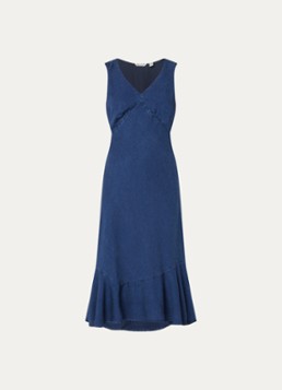 Levi's Dames Brita midi jurk van denim met V-hals in de kleur Indigo