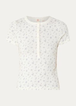 Levi's Dames T-shirt met bloemenprint in de kleur Gebroken wit
