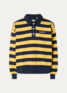 Levi's Dames Sweater met polokraag en logoborduring in de kleur Donkerblauw