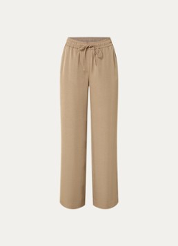 Expresso Dames Mid waist loose fit broek met glanzende finish en steekzakken in de kleur Roestbruin