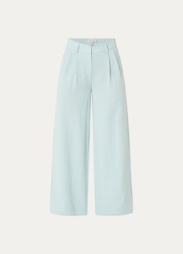 Expresso Dames Mid waist wide fit palazzo broek van linnen in de kleur Mint
