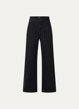 Expresso Dames High waist wide leg jeans met strikceintuur in de kleur Zwart