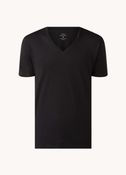 Armani Heren T-shirt met V-hals in de kleur Zwart