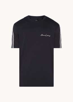 Armani Heren T-shirt met logoborduring in de kleur Donkerblauw