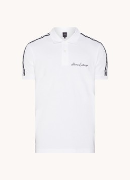 Armani Heren Regular fit polo van piqué katoen met logoborduring in de kleur Wit