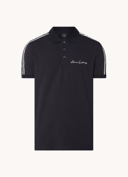 Armani Heren Regular fit polo van piqué katoen met logoborduring in de kleur Donkerblauw