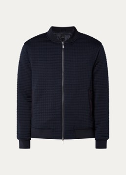 Armani Heren Gewatteerd bomberjack met structuur in de kleur Donkerblauw