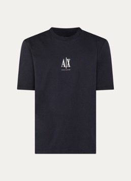Armani Heren T-shirt met logoborduring in de kleur Donkerblauw