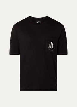 Armani Heren T-shirt met borstzak en logoborduring in de kleur Zwart