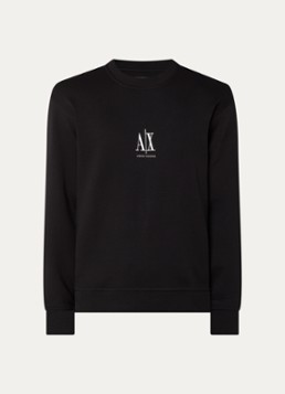 Armani Heren Sweater met logoborduring in de kleur Zwart