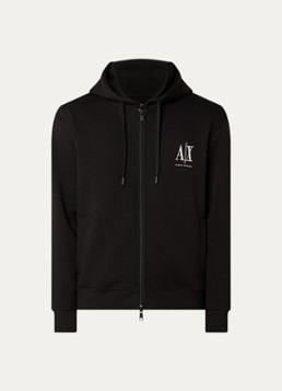 Armani Heren Sweatvest met logoborduring en capuchon in de kleur Zwart