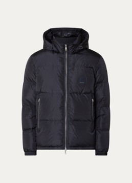 Armani Heren Puffer jack met ritszakken en capuchon in de kleur Donkerblauw
