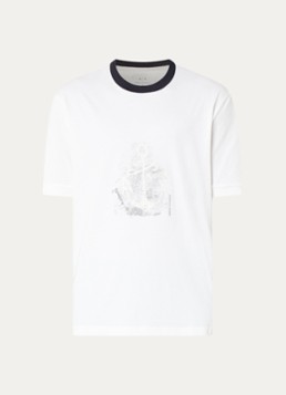 Armani Heren T-shirt met print in de kleur Gebroken wit