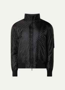 Armani Heren Bomberjack met logoprint en opbergbare capuchon in de kleur Zwart