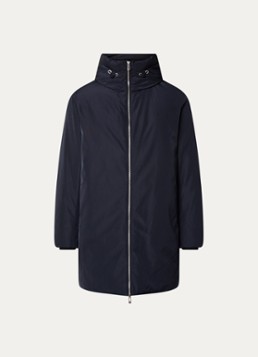 Armani Heren Gewatteerd jack met capuchon in de kleur Donkerblauw