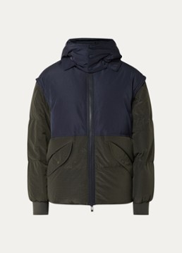 Armani Heren Puffer jack met donsvulling en afneembare mouwen in de kleur Bronsgroen