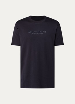 Armani Heren T-shirt met logoprint in de kleur Donkerblauw