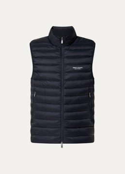 Armani Heren Bodywarmer met donsvulling en ritszakken in de kleur Donkerblauw