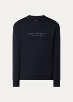 Armani Heren Sweater met 3D logoprint in de kleur Donkerblauw