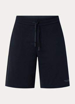 Armani Heren Straight fit korte joggingbroek met logo in de kleur Donkerblauw
