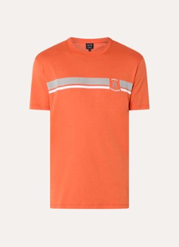 Armani Heren T-shirt met logoborduring in de kleur Oranje