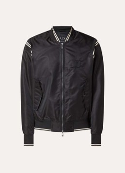 Armani Heren Baseball jack met logo- en backprint in de kleur Zwart