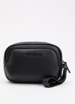 Armani Beauty case met logo en structuur Zwart