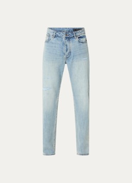 Armani Heren Straight leg jeans met lichte wassing in de kleur Indigo