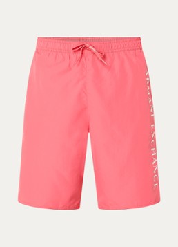 Armani Heren Zwemshort met logo en steekzakken in de kleur Koraal