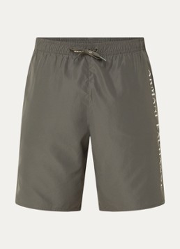 Armani Heren Zwemshort met logo en steekzakken in de kleur Bronsgroen