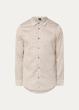 Armani Heren Regular fit overhemd met logoprint in de kleur Donkerbeige