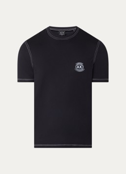 Armani Heren T-shirt met logoborduring in de kleur Donkerblauw