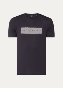 Armani Heren T-shirt met logoprint in de kleur Donkerblauw