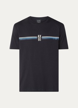 Armani Heren T-shirt met logo en print in de kleur Donkerblauw