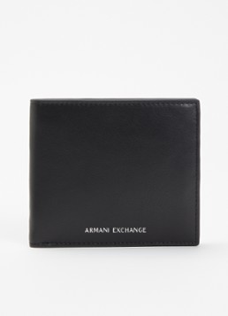 Armani Heren Portemonnee van leer met logo in de kleur Zwart