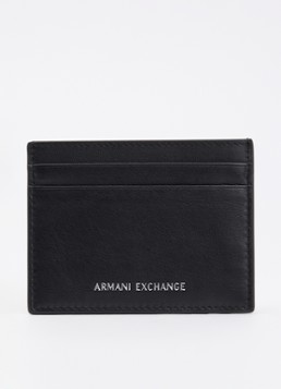 Armani Heren Pasjeshouder van leer in de kleur Zwart