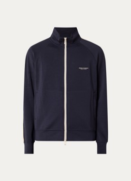Armani Heren Sweatvest met paspelzakken en 3D logo in de kleur Donkerblauw