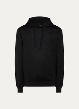 Armani Heren Hoodie met logoborduring in de kleur Zwart