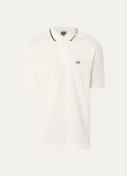 Armani Heren Regular fit polo met logoborduring in de kleur Gebroken wit